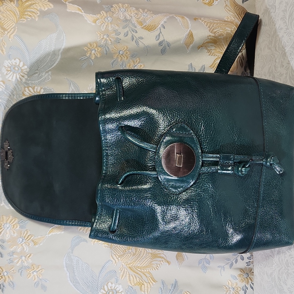 Patricia Nash Seluci Blue Coral Green Leather Backpack Nwt - Picture 6 of 11